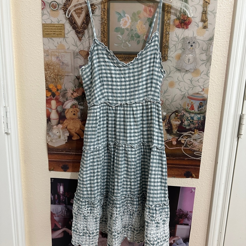 Gingham Sleeveless Dress with Ruffle Trim